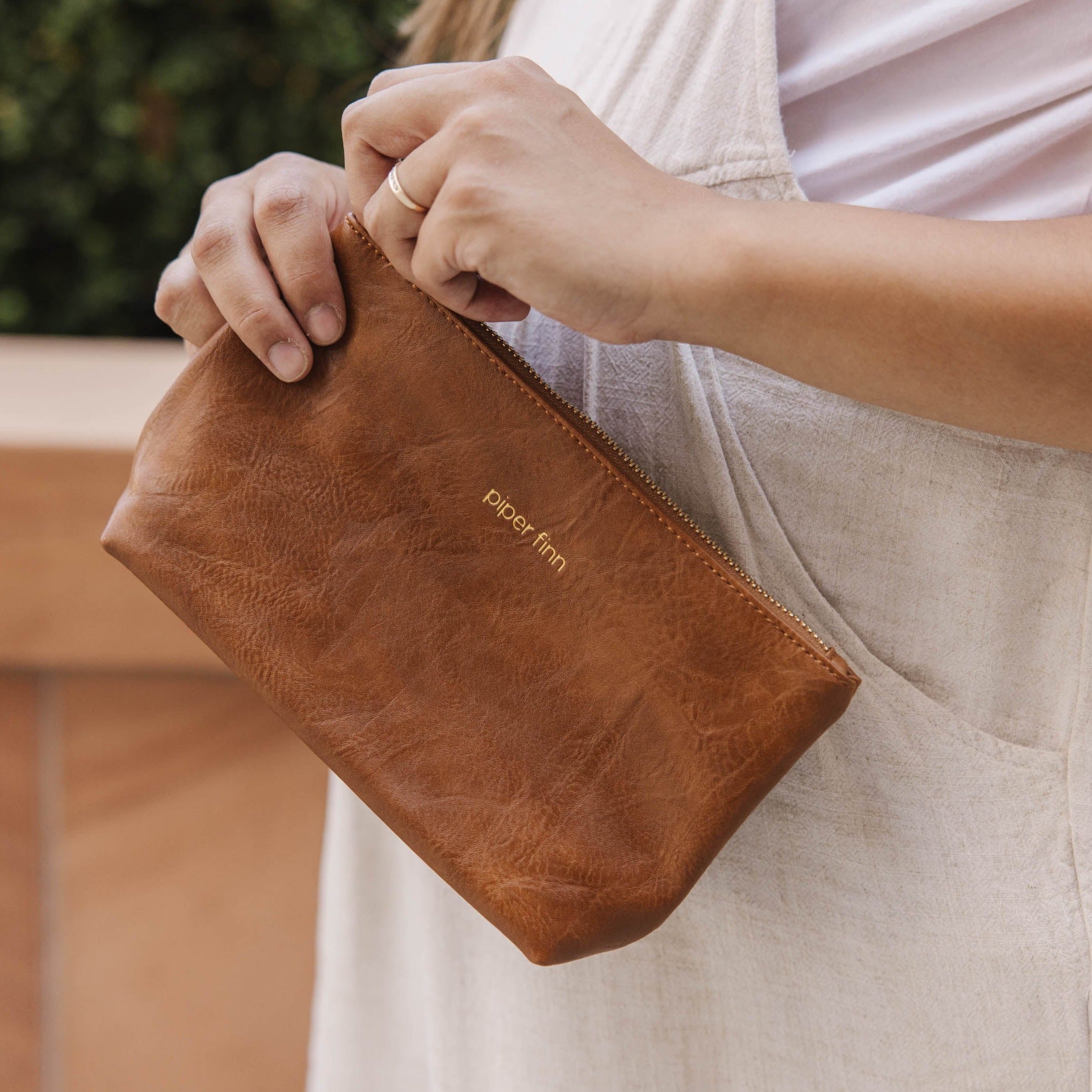 brown clutch bag