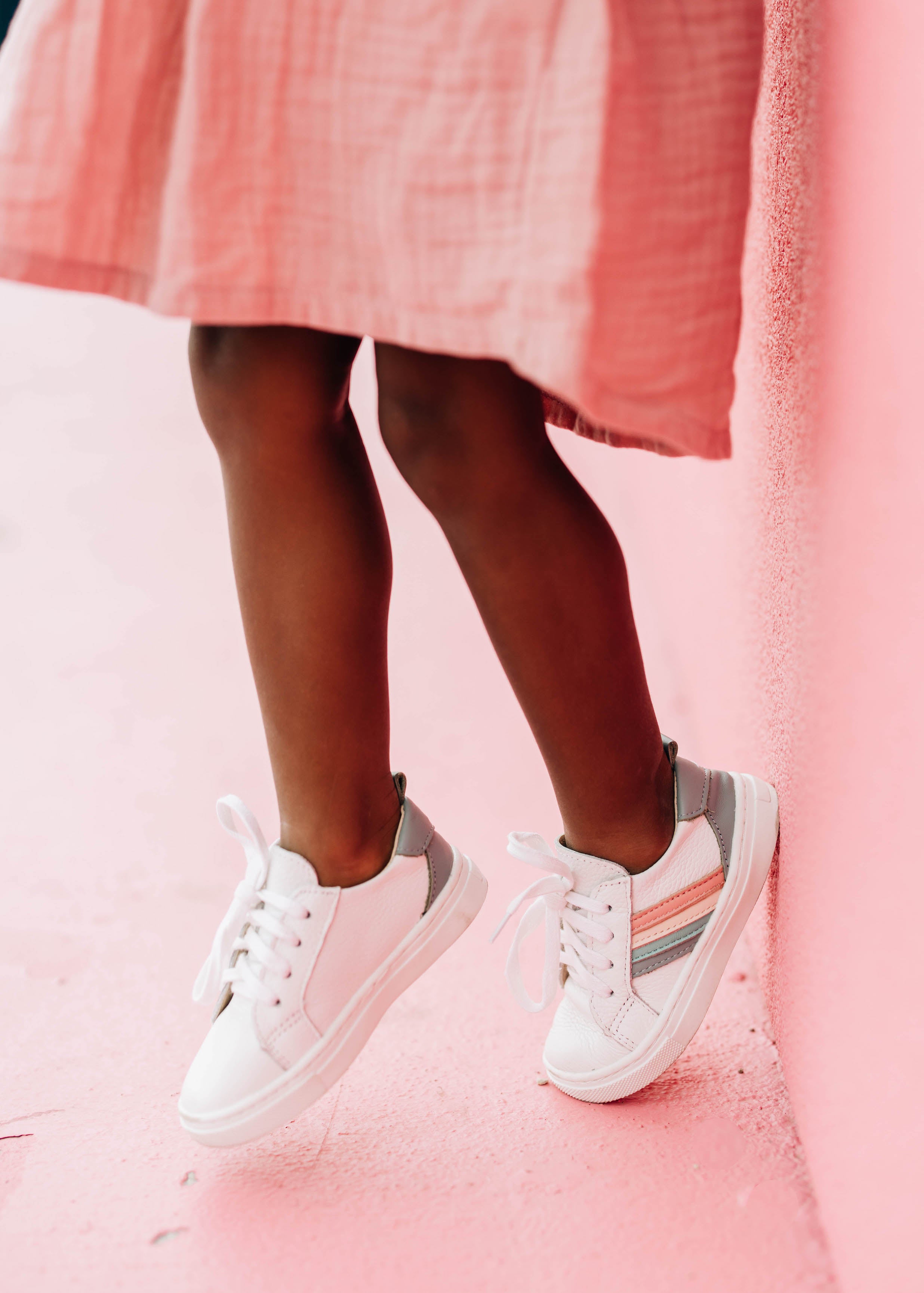 White sneakers with rainbow on sale soles